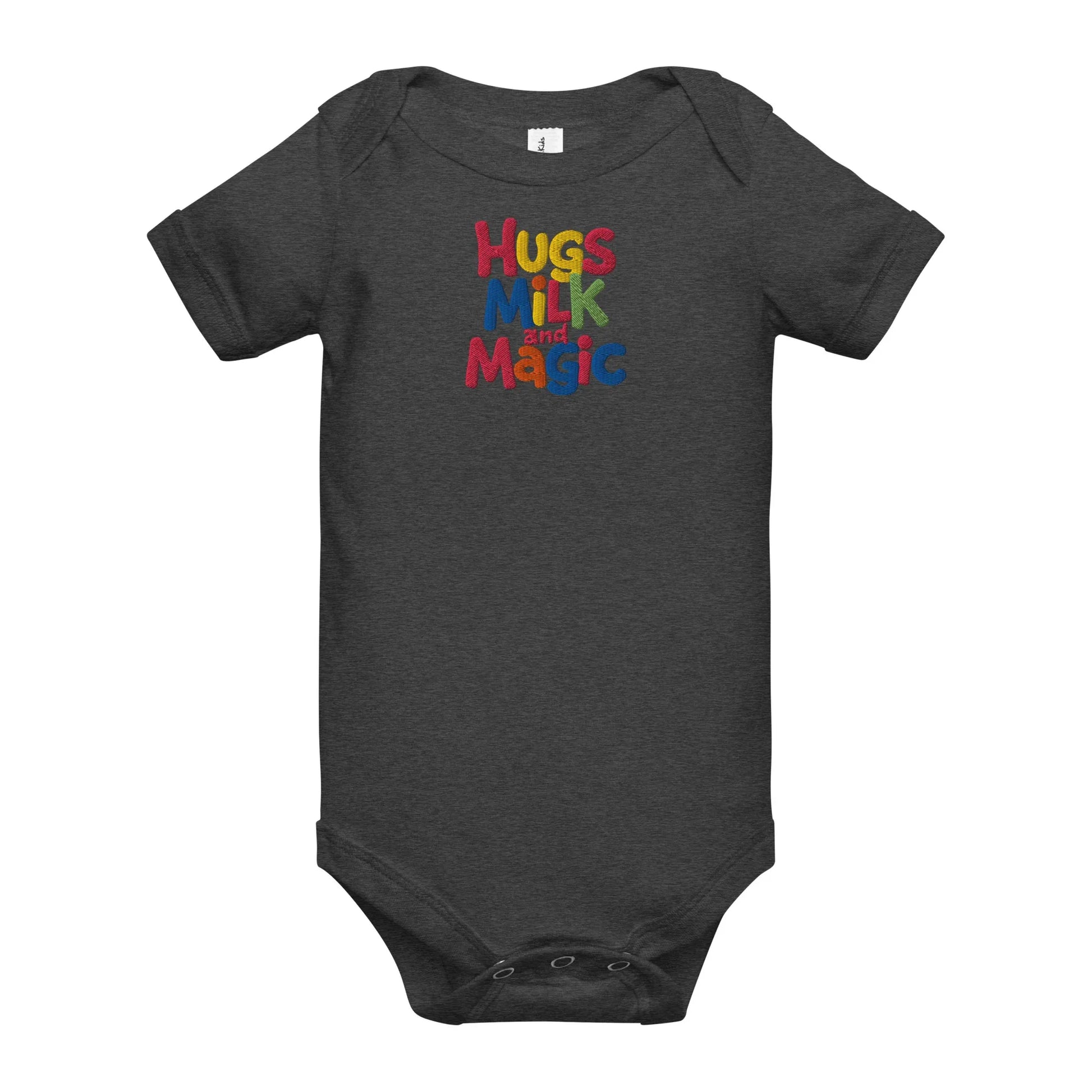 Hugs Milk And Magic | Embroidered Baby Short Sleeve One Piece - AwRans Clothing