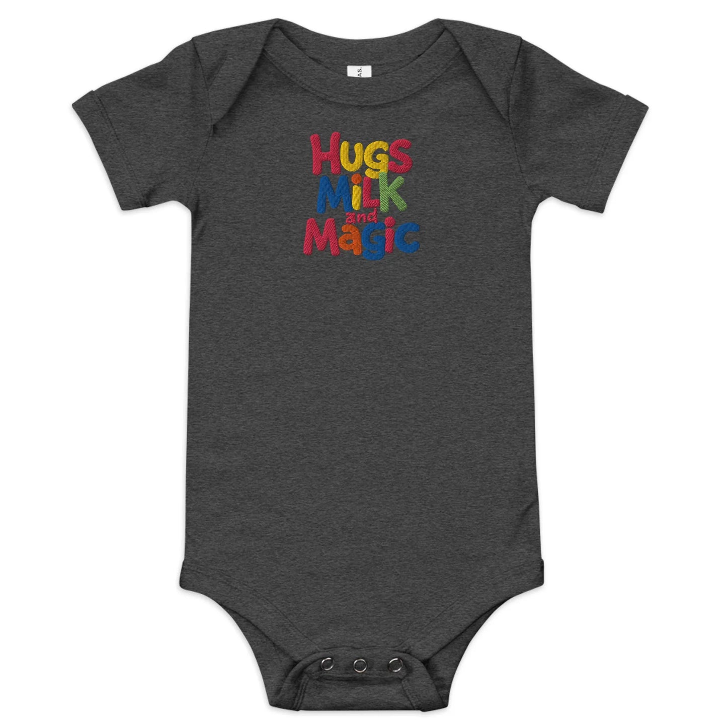 Hugs Milk And Magic | Embroidered Baby Short Sleeve One Piece - AwRans Clothing