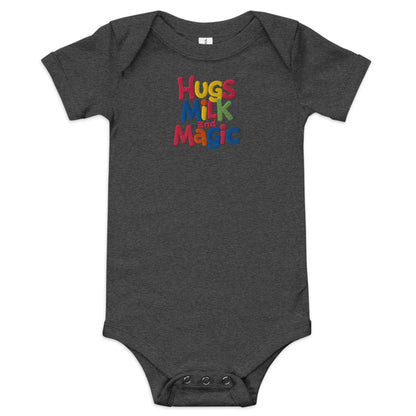 Hugs Milk And Magic | Embroidered Baby Short Sleeve One Piece - AwRans Clothing