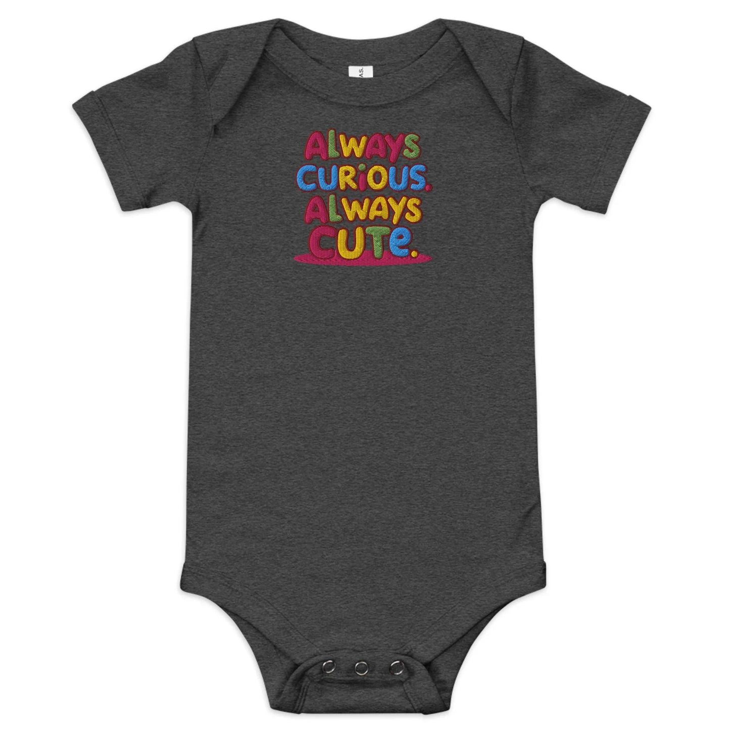 Always Curious Always Cute | Embroidered Baby Short Sleeve One Piece - AwRans Clothing