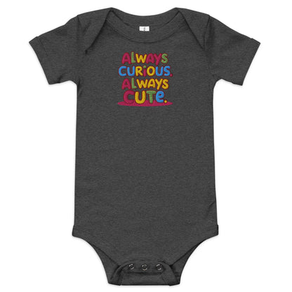 Always Curious Always Cute | Embroidered Baby Short Sleeve One Piece - AwRans Clothing
