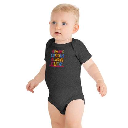 Always Curious Always Cute | Embroidered Baby Short Sleeve One Piece - AwRans Clothing
