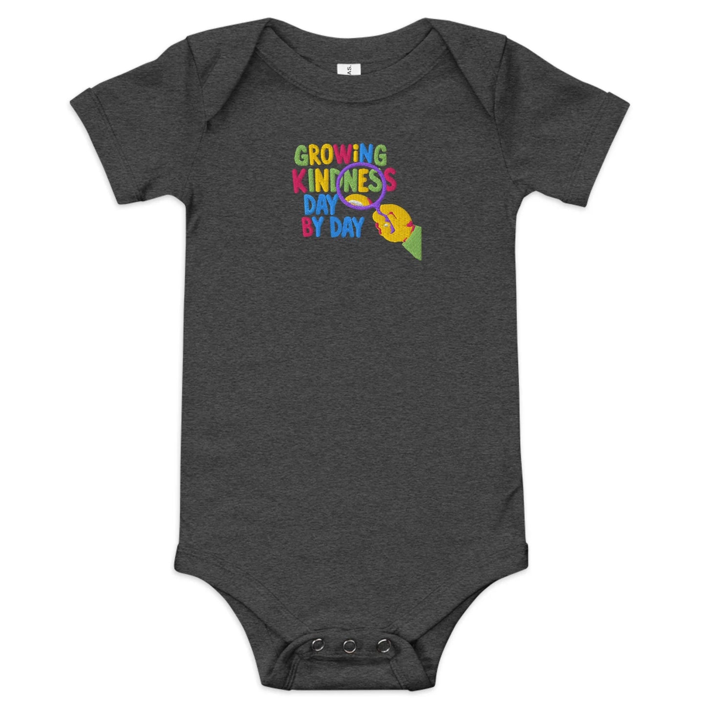 Growing Kindness Day By Day | Embroidered Baby Short Sleeve One Piece - AwRans Clothing