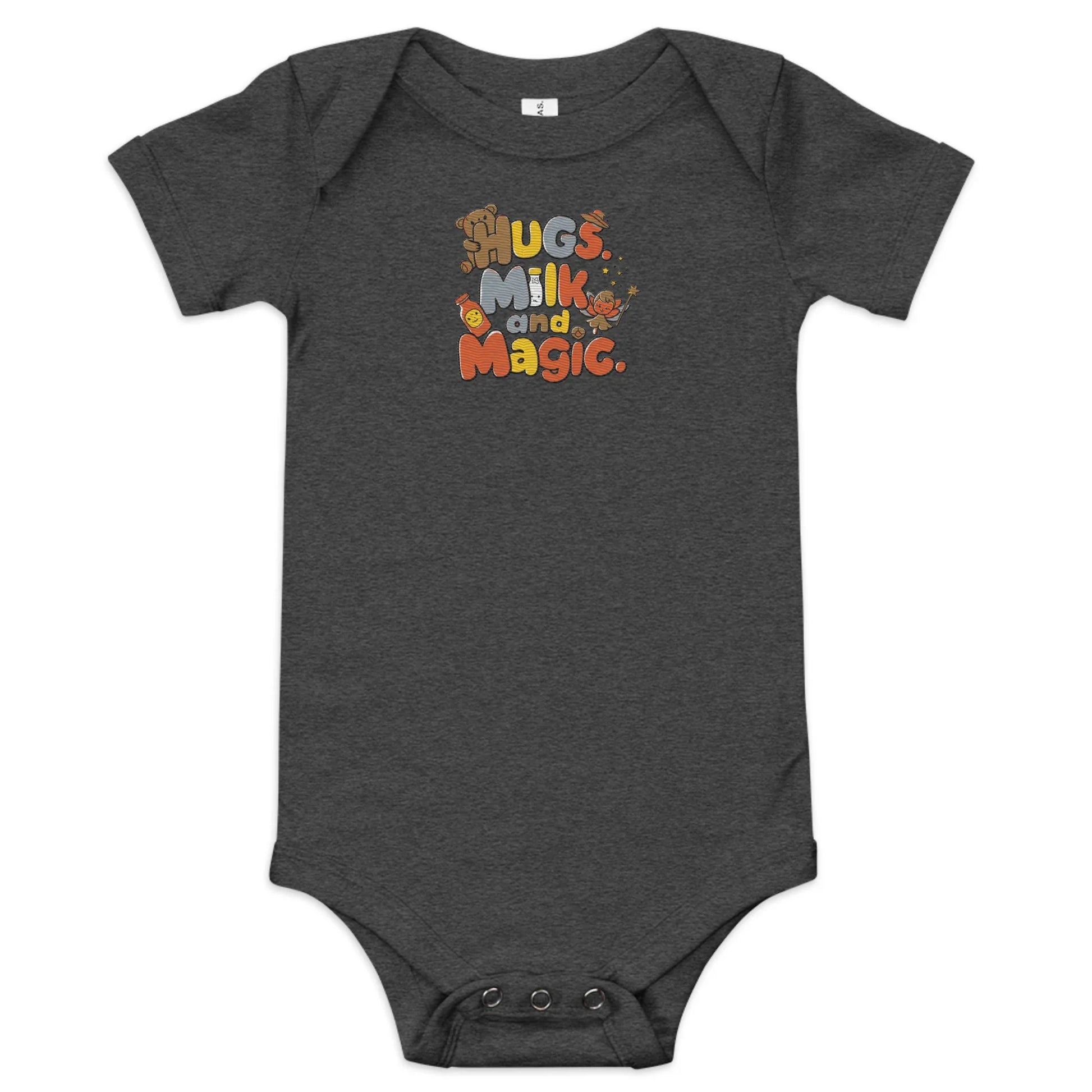 Hugs Milk And Magic | Embroidered Baby Short Sleeve One Piece - AwRans Clothing