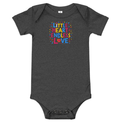Little Heart Endless Love | Embroidered Baby Short Sleeve One Piece - AwRans Clothing