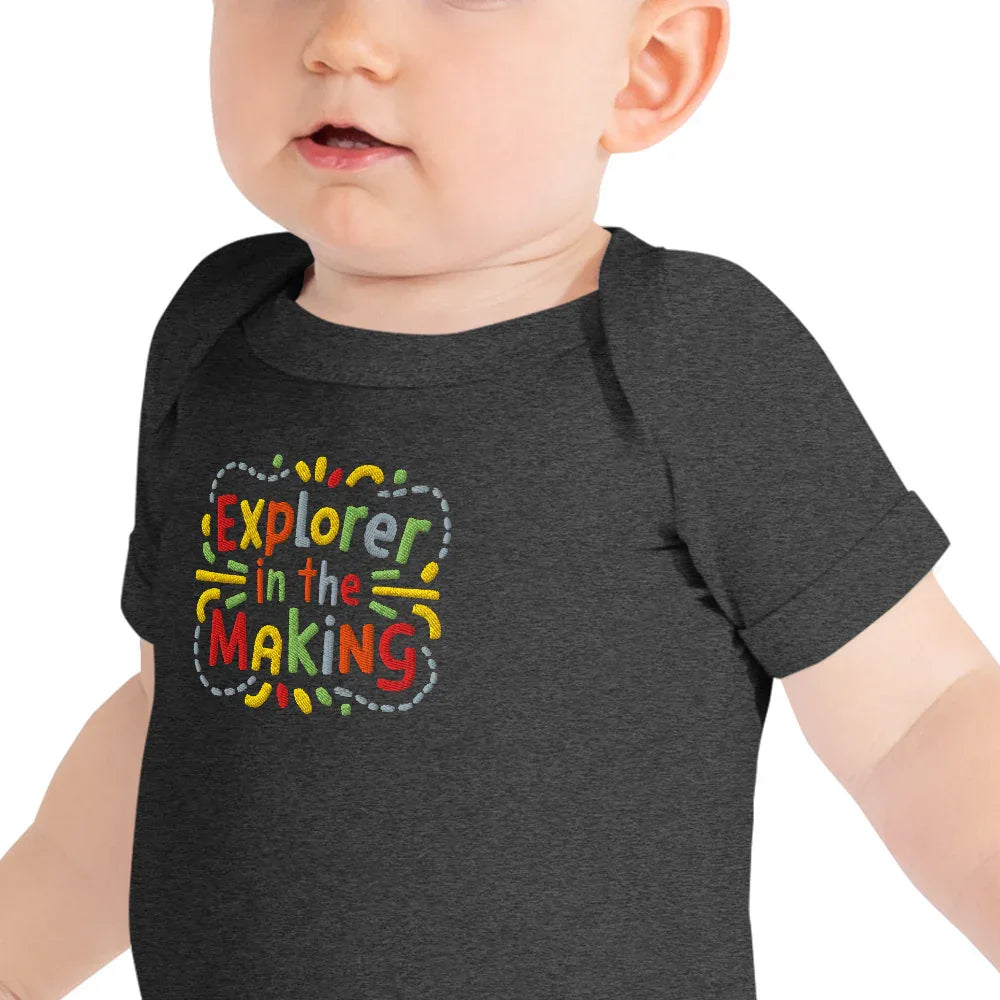 Explorer In The Making | Embroidered Baby Short Sleeve One Piece - AwRans Clothing