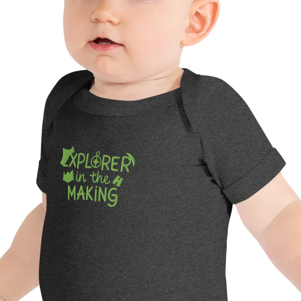 Explorer In The Making | Embroidered Baby Short Sleeve One Piece - AwRans Clothing
