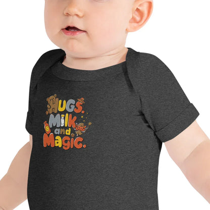 Hugs Milk And Magic | Embroidered Baby Short Sleeve One Piece - AwRans Clothing