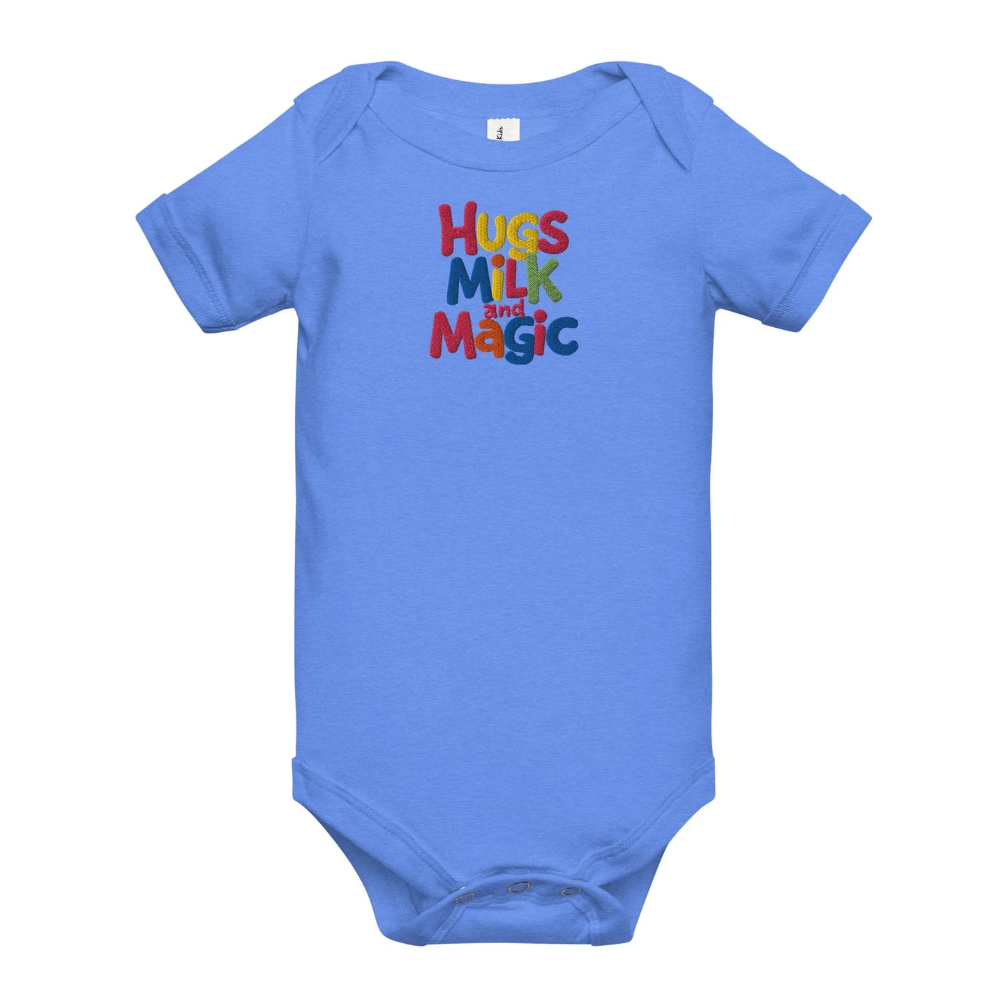 Hugs Milk And Magic | Embroidered Baby Short Sleeve One Piece - AwRans Clothing