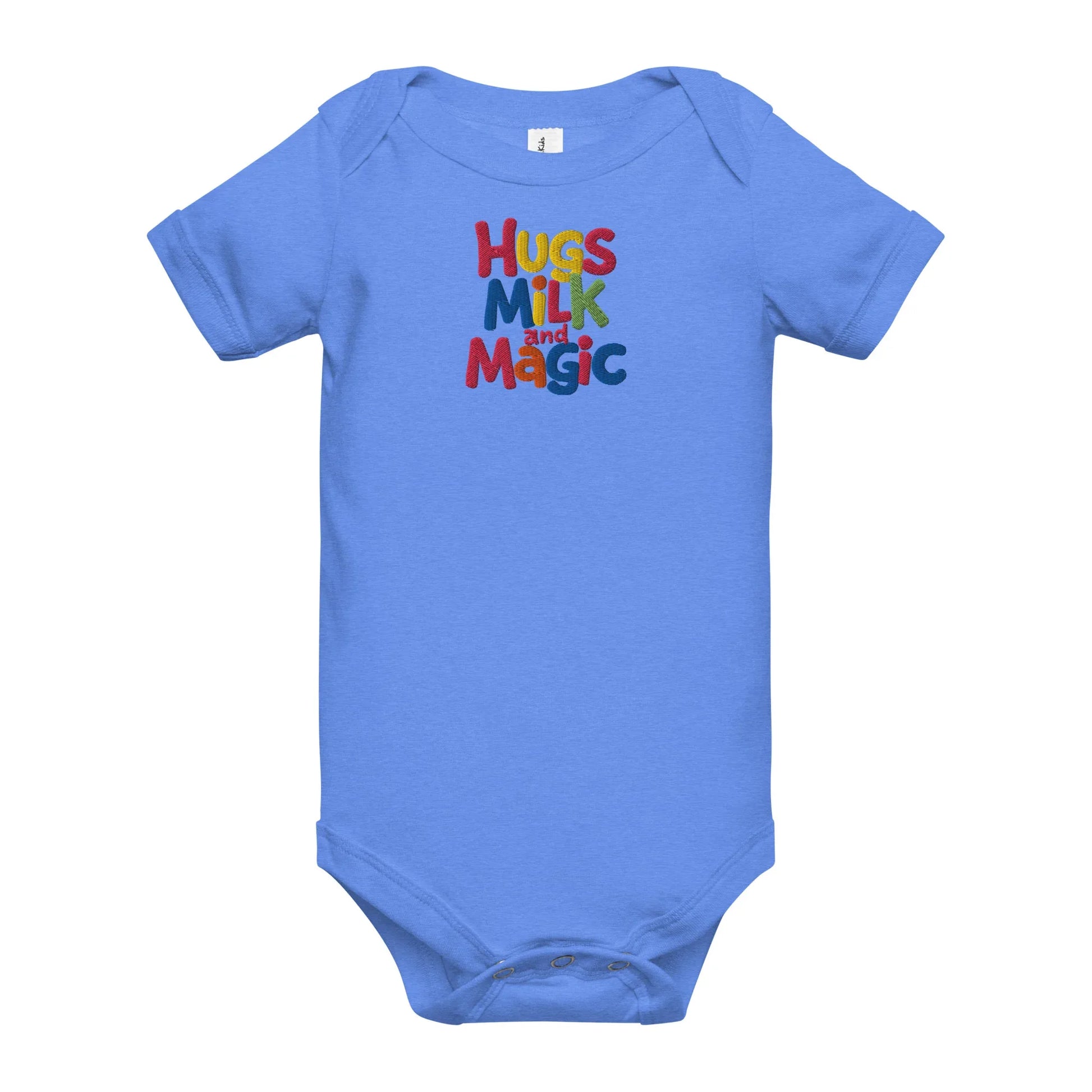 Hugs Milk And Magic | Embroidered Baby Short Sleeve One Piece - AwRans Clothing
