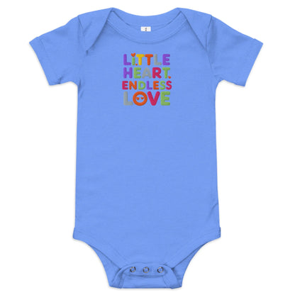 Little Heart Endless Love | Embroidered Baby Short Sleeve One Piece - AwRans Clothing