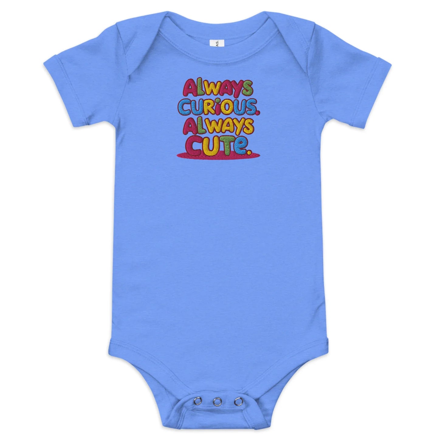 Always Curious Always Cute | Embroidered Baby Short Sleeve One Piece - AwRans Clothing