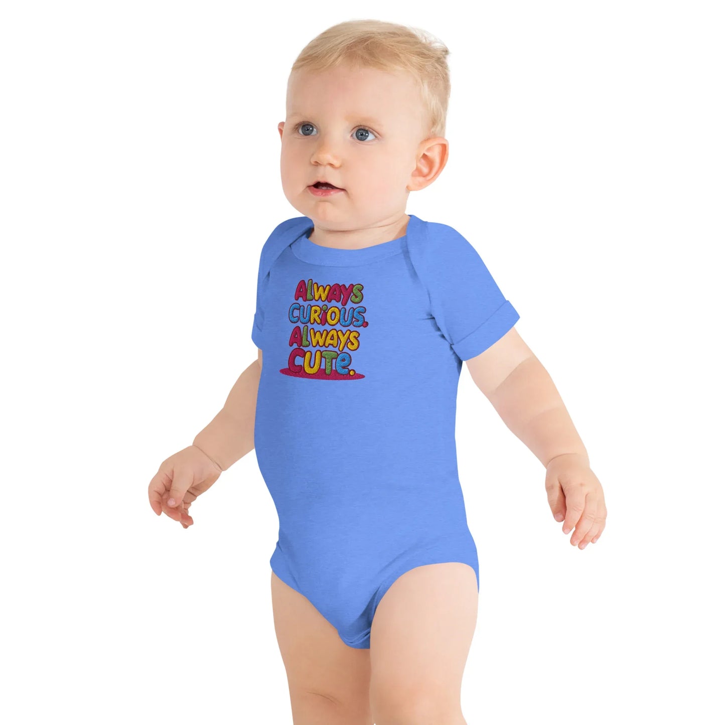 Always Curious Always Cute | Embroidered Baby Short Sleeve One Piece - AwRans Clothing
