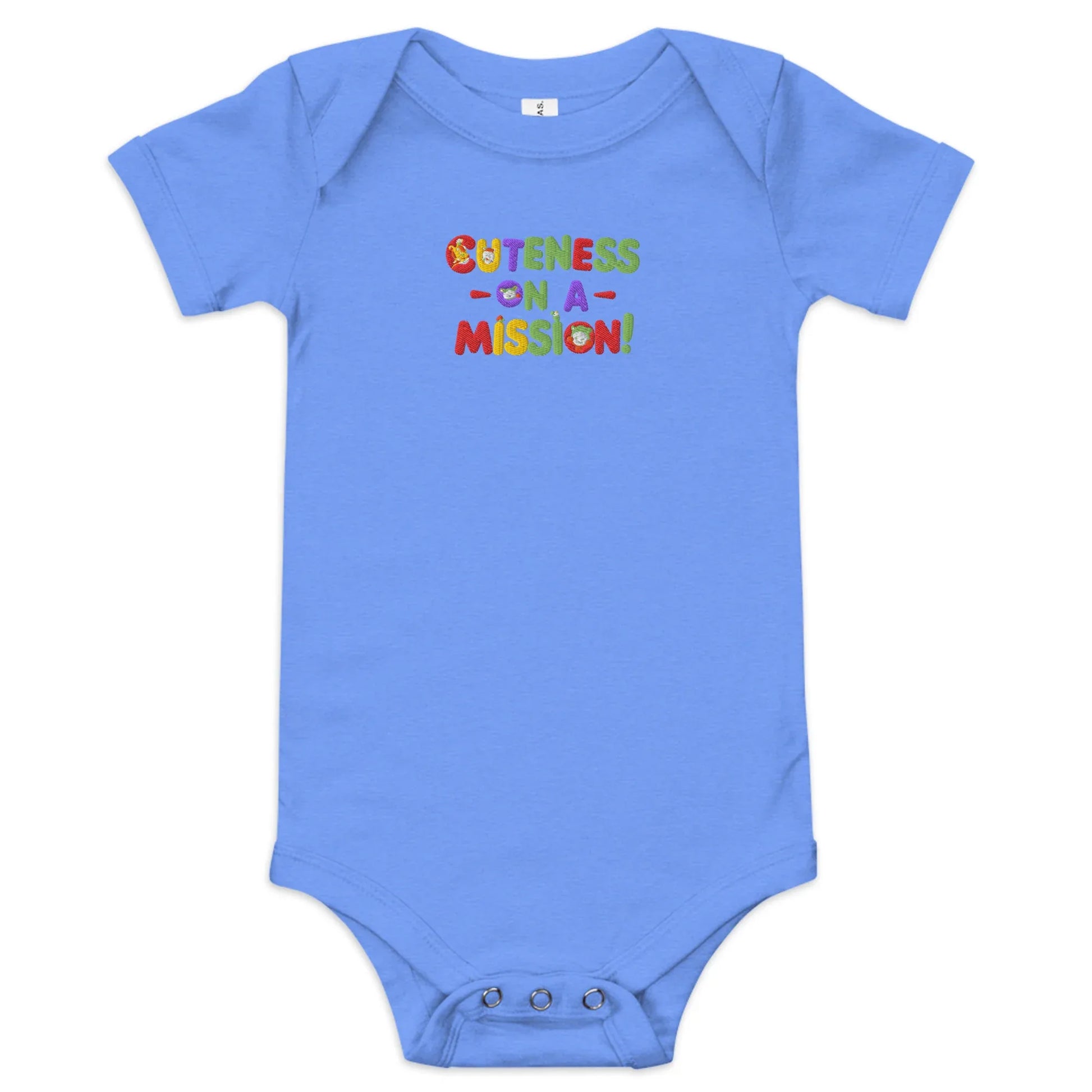 Cuteness On A Mission | Embroidered Baby Short Sleeve One Piece - AwRans Clothing