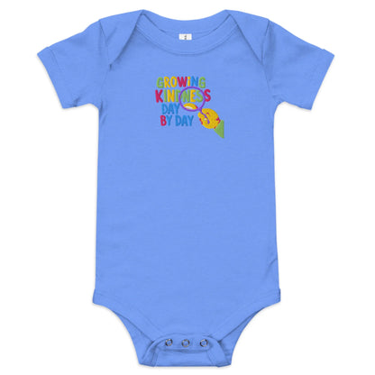 Growing Kindness Day By Day | Embroidered Baby Short Sleeve One Piece - AwRans Clothing