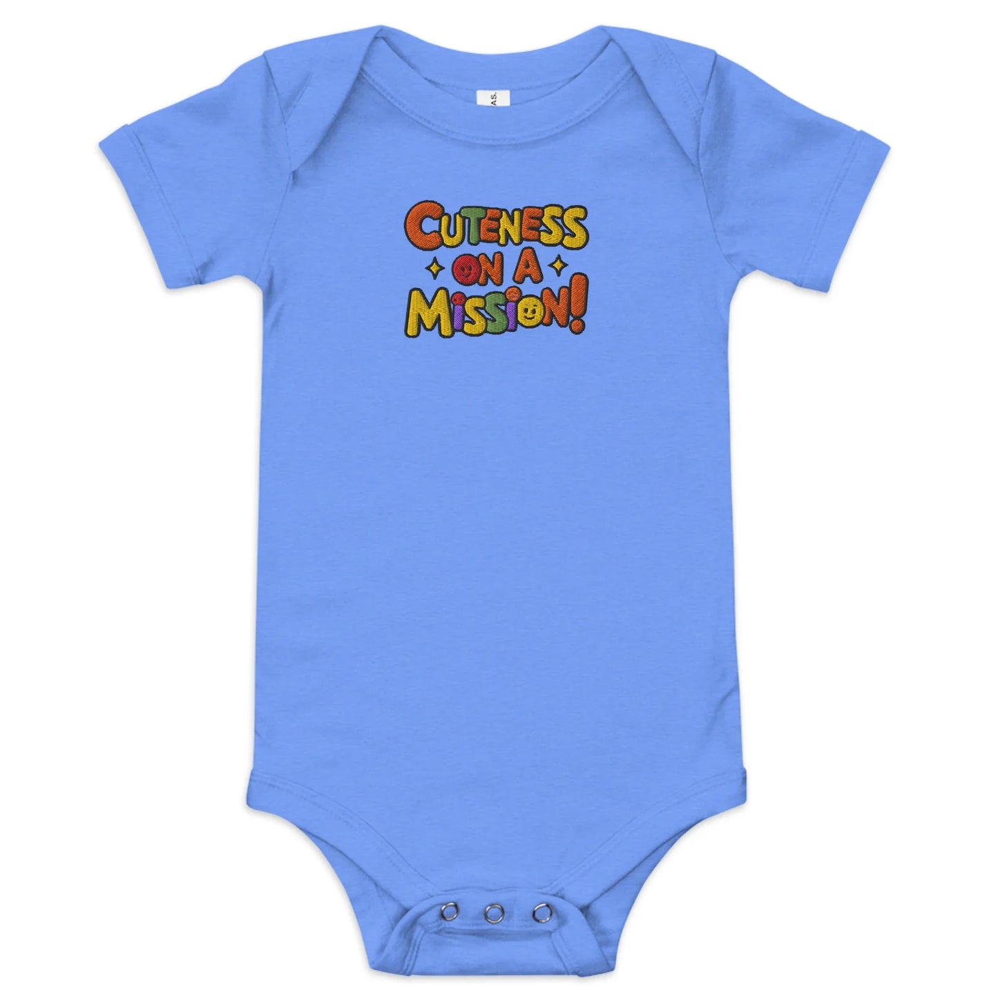 Cuteness On A Mission | Embroidered Baby Short Sleeve One Piece - AwRans Clothing