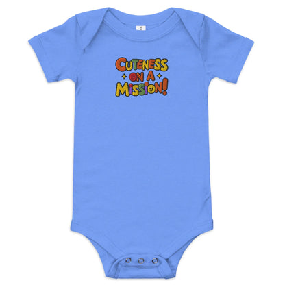 Cuteness On A Mission | Embroidered Baby Short Sleeve One Piece - AwRans Clothing