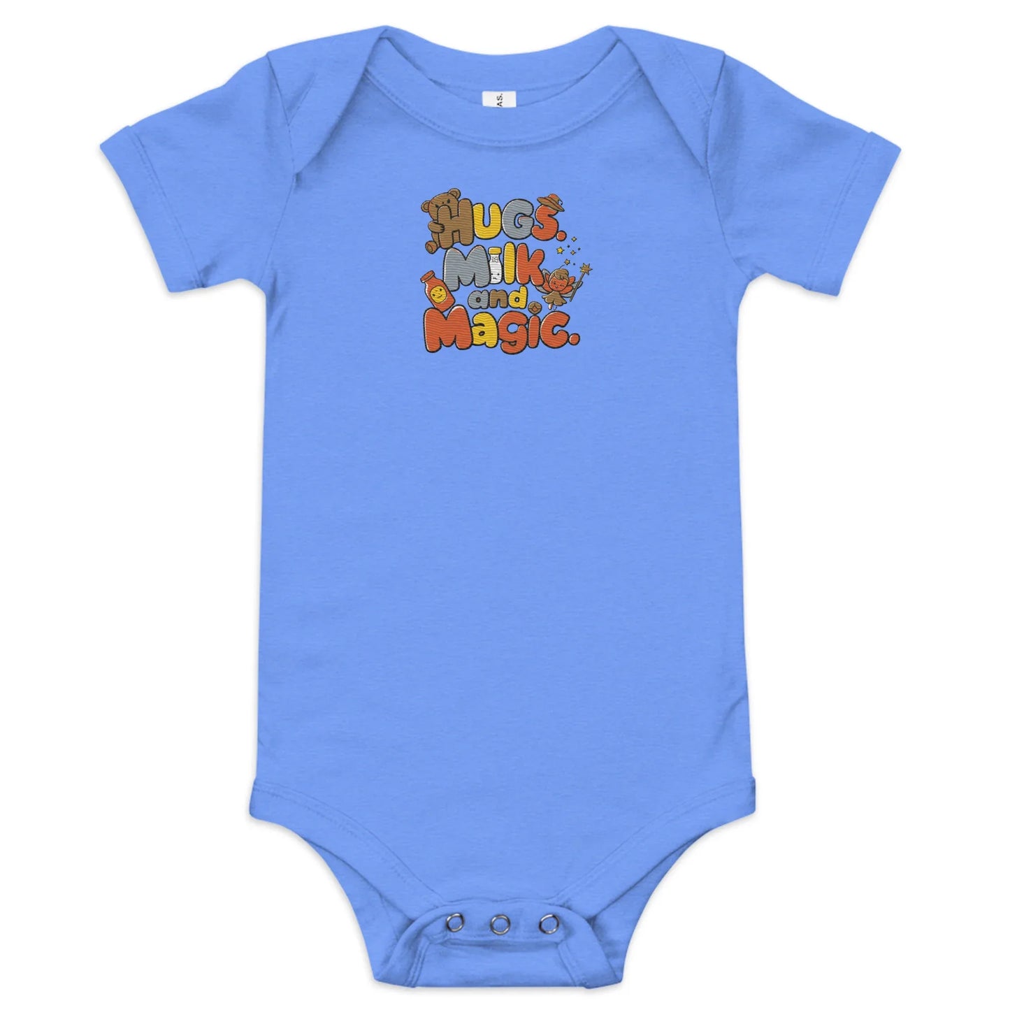 Hugs Milk And Magic | Embroidered Baby Short Sleeve One Piece - AwRans Clothing
