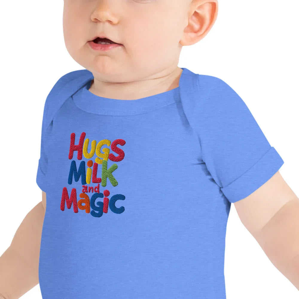 Hugs Milk And Magic | Embroidered Baby Short Sleeve One Piece - AwRans Clothing