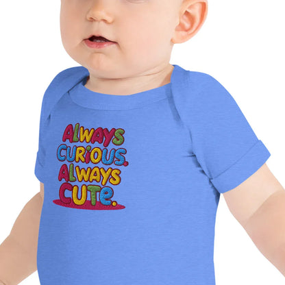 Always Curious Always Cute | Embroidered Baby Short Sleeve One Piece - AwRans Clothing