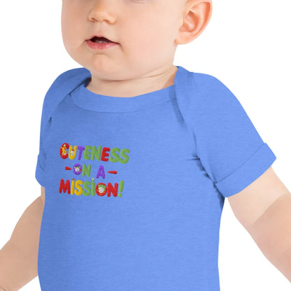 Cuteness On A Mission | Embroidered Baby Short Sleeve One Piece - AwRans Clothing