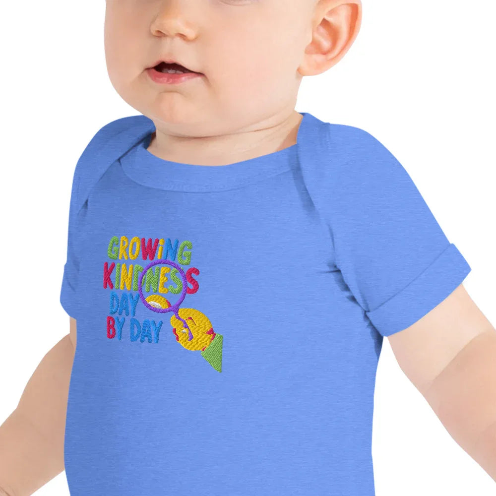Growing Kindness Day By Day | Embroidered Baby Short Sleeve One Piece - AwRans Clothing