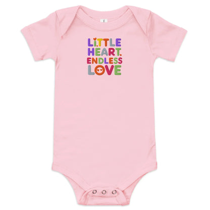 Little Heart Endless Love | Embroidered Baby Short Sleeve One Piece - AwRans Clothing