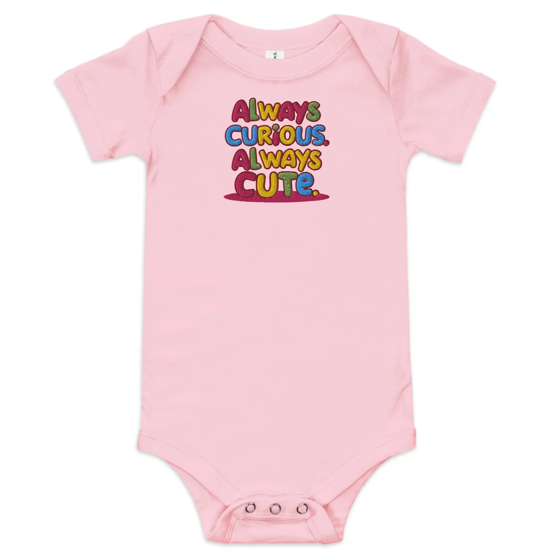 Always Curious Always Cute | Embroidered Baby Short Sleeve One Piece - AwRans Clothing