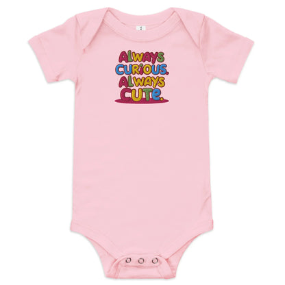 Always Curious Always Cute | Embroidered Baby Short Sleeve One Piece - AwRans Clothing