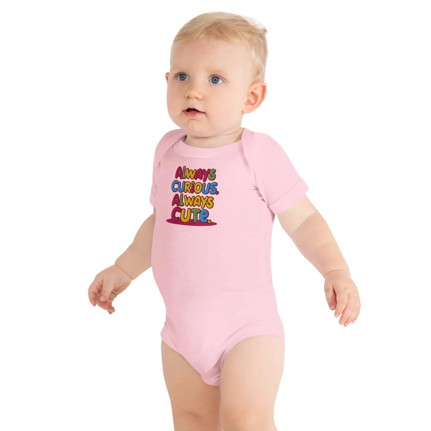 Always Curious Always Cute | Embroidered Baby Short Sleeve One Piece - AwRans Clothing