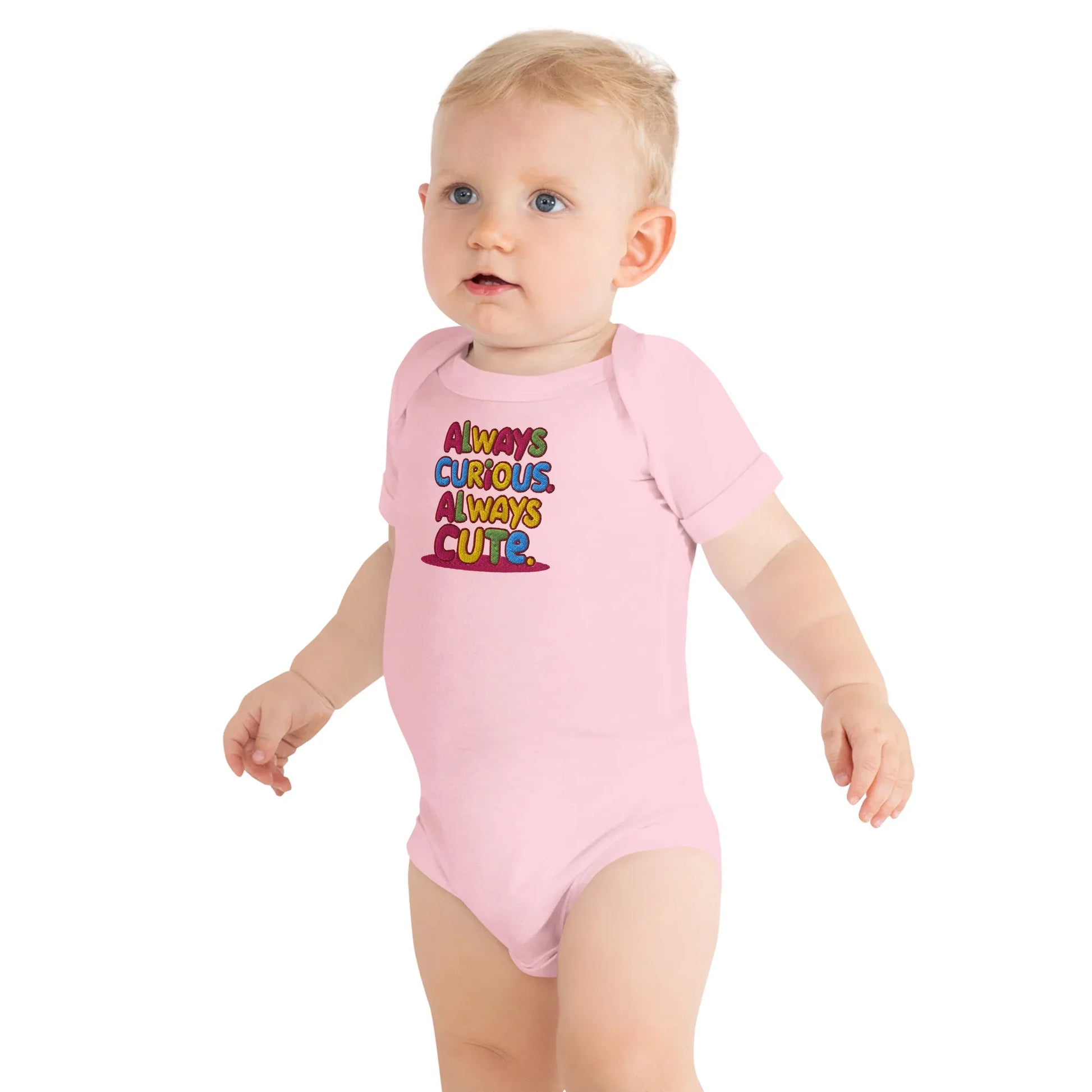 Always Curious Always Cute | Embroidered Baby Short Sleeve One Piece - AwRans Clothing
