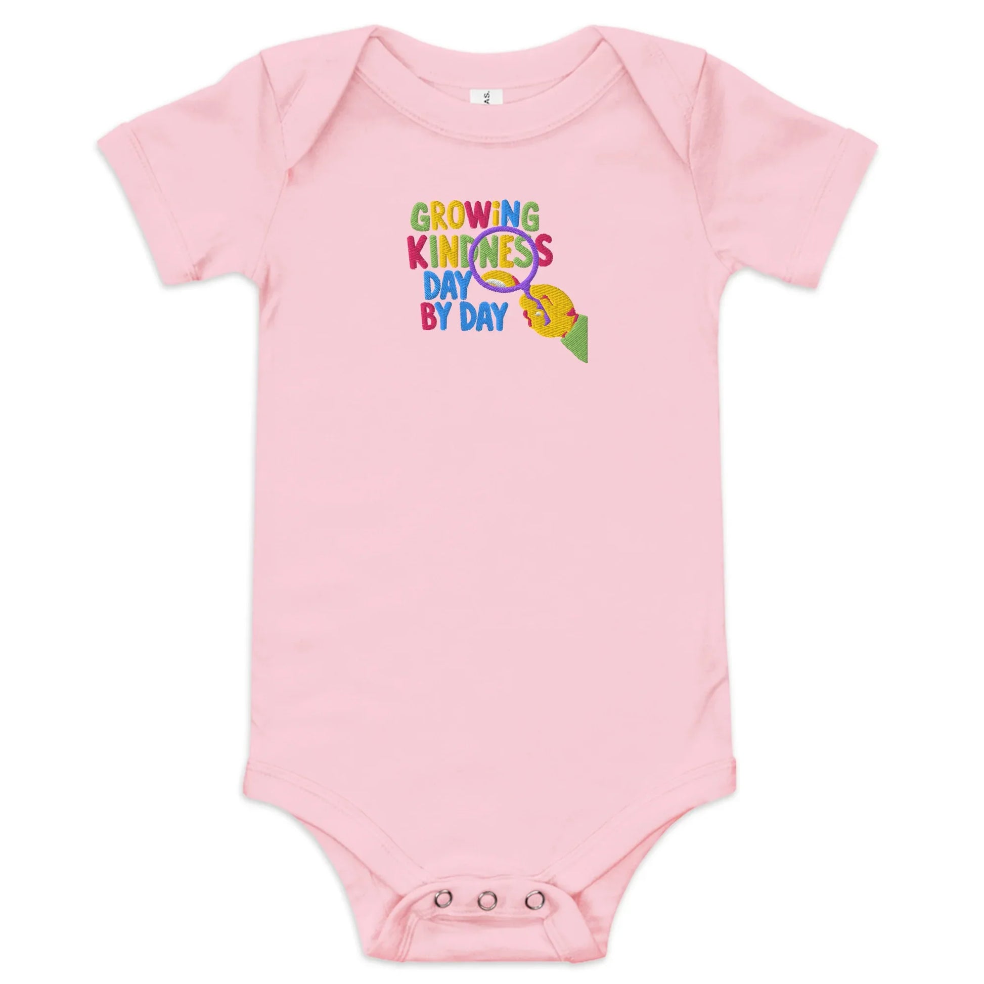 Growing Kindness Day By Day | Embroidered Baby Short Sleeve One Piece - AwRans Clothing