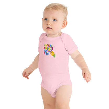 Growing Kindness Day By Day | Embroidered Baby Short Sleeve One Piece - AwRans Clothing