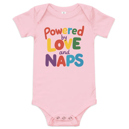 Powered By Love And Naps | Baby Short Sleeve One Piece - AwRans Clothing