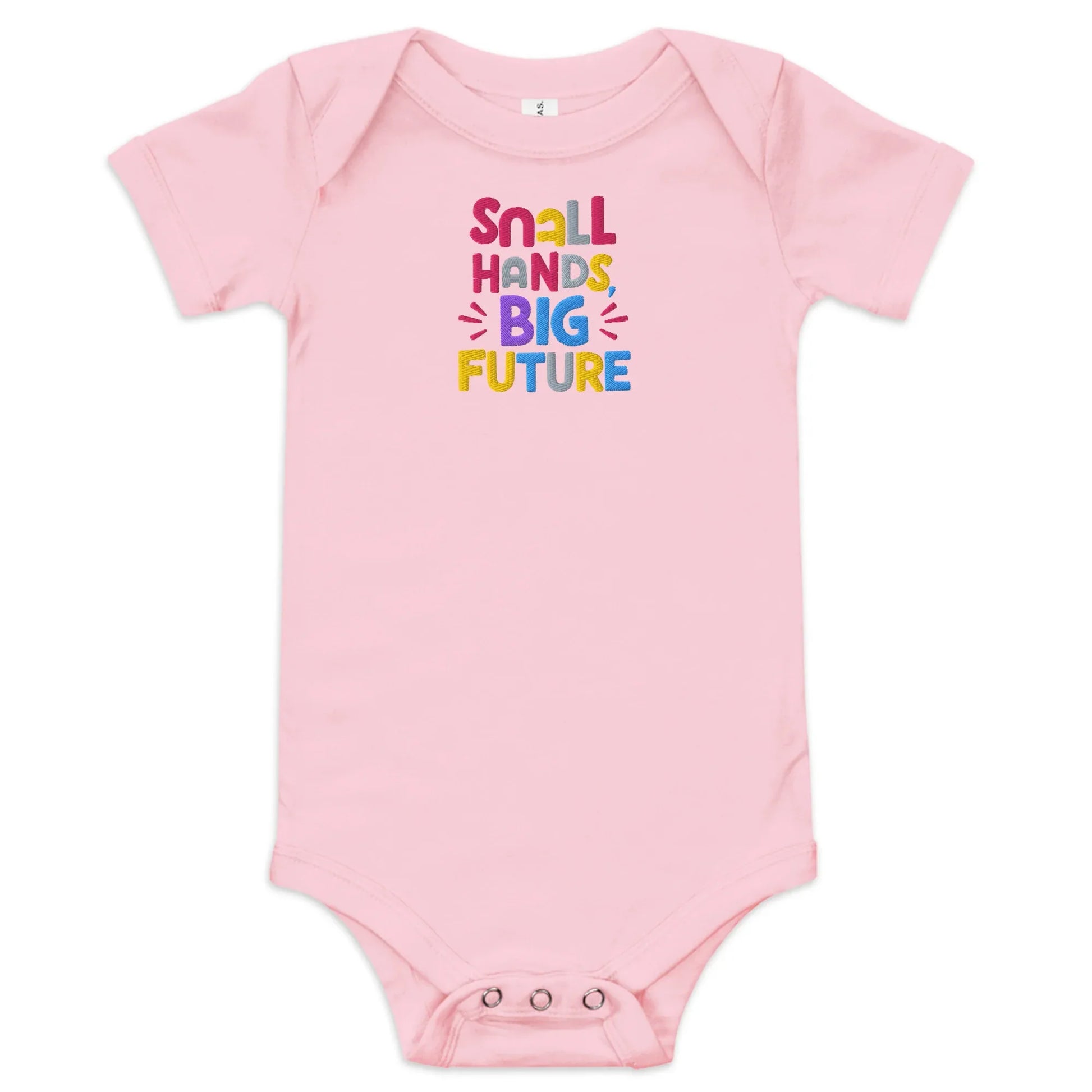 Small Hands Big Future | Embroidered Baby Short Sleeve One Piece - AwRans Clothing