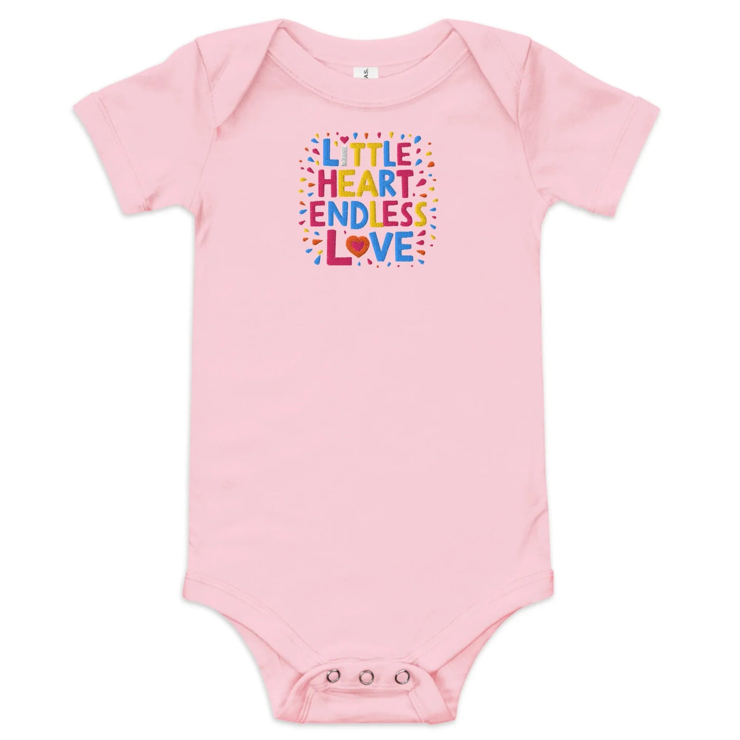 Little Heart Endless Love | Embroidered Baby Short Sleeve One Piece - AwRans Clothing
