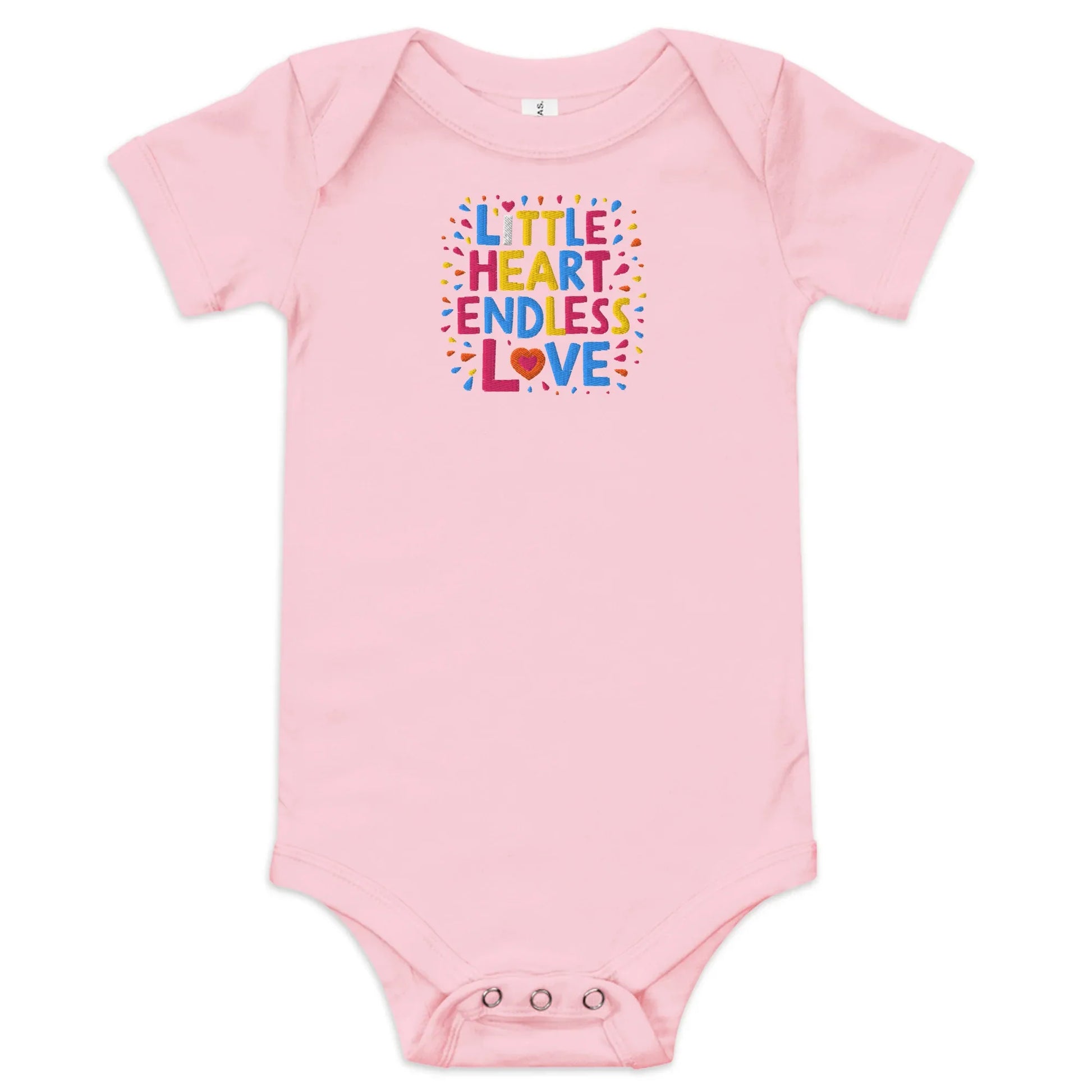 Little Heart Endless Love | Embroidered Baby Short Sleeve One Piece - AwRans Clothing