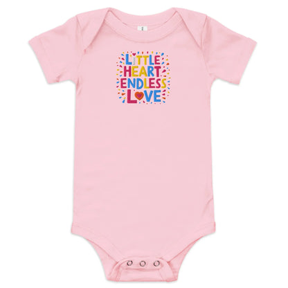 Little Heart Endless Love | Embroidered Baby Short Sleeve One Piece - AwRans Clothing