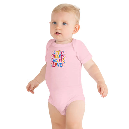 Little Heart Endless Love | Embroidered Baby Short Sleeve One Piece - AwRans Clothing