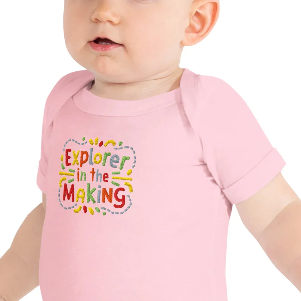 Explorer In The Making | Embroidered Baby Short Sleeve One Piece - AwRans Clothing