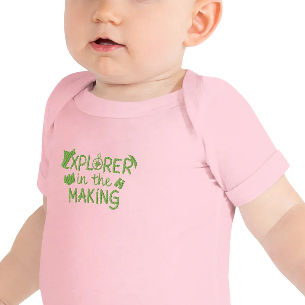 Explorer In The Making | Embroidered Baby Short Sleeve One Piece - AwRans Clothing