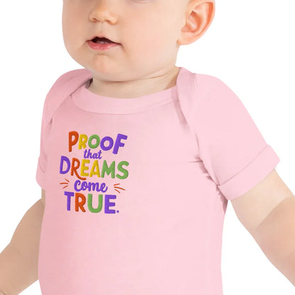 Proof That Dreams Come True | Embroidered Baby Short Sleeve One Piece - AwRans Clothing