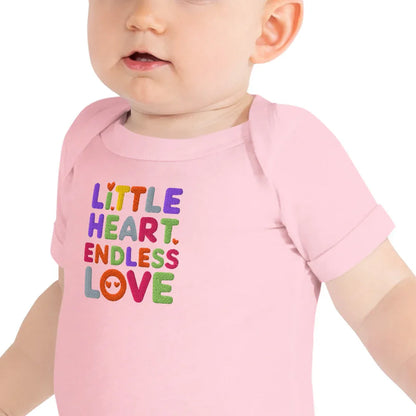Little Heart Endless Love | Embroidered Baby Short Sleeve One Piece - AwRans Clothing
