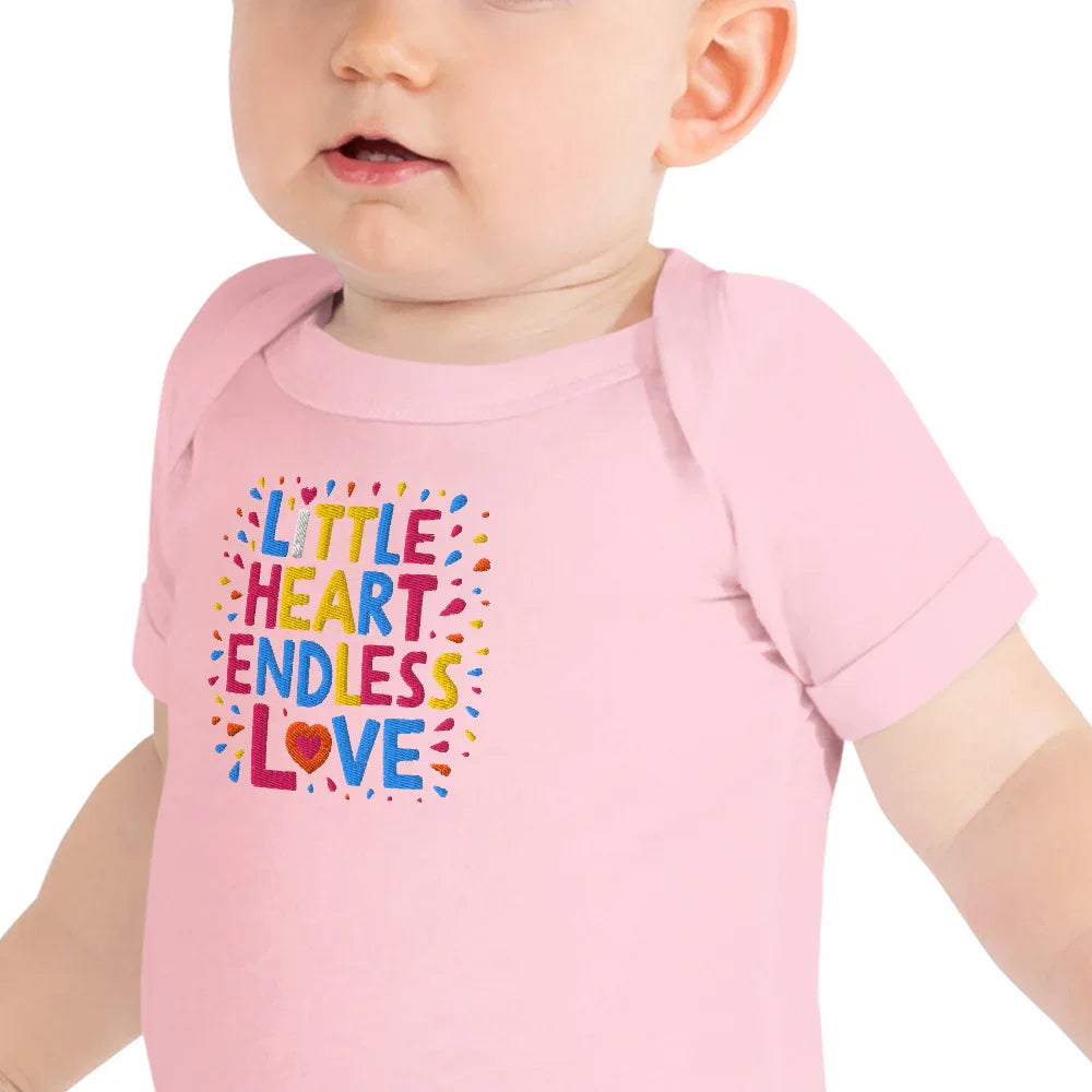 Little Heart Endless Love | Embroidered Baby Short Sleeve One Piece - AwRans Clothing