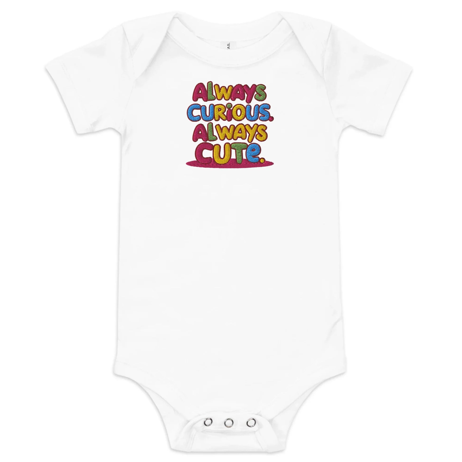 Always Curious Always Cute | Embroidered Baby Short Sleeve One Piece - AwRans Clothing