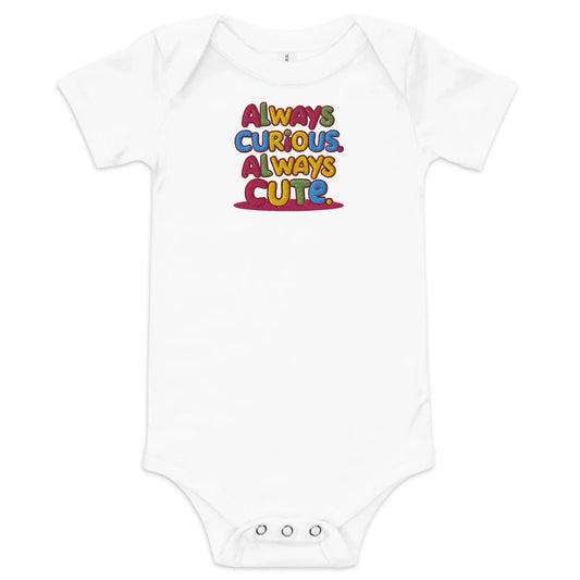 Always Curious Always Cute | Embroidered Baby Short Sleeve One Piece - AwRans Clothing