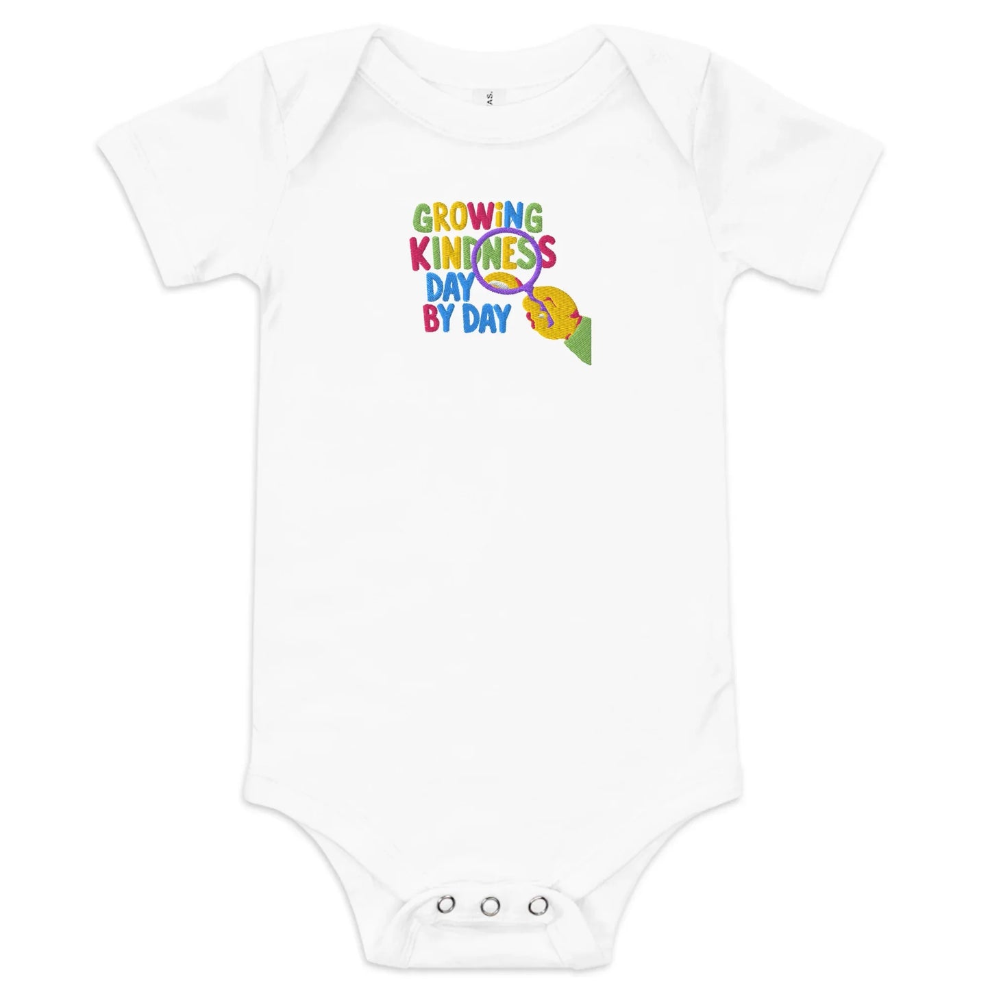 Growing Kindness Day By Day | Embroidered Baby Short Sleeve One Piece - AwRans Clothing