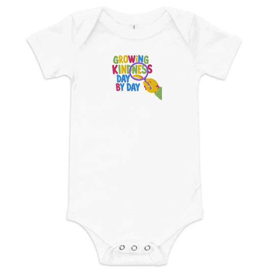Growing Kindness Day By Day | Embroidered Baby Short Sleeve One Piece - AwRans Clothing