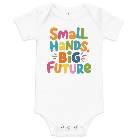 Small Hands Big Future | Baby Short Sleeve One Piece - AwRans Clothing
