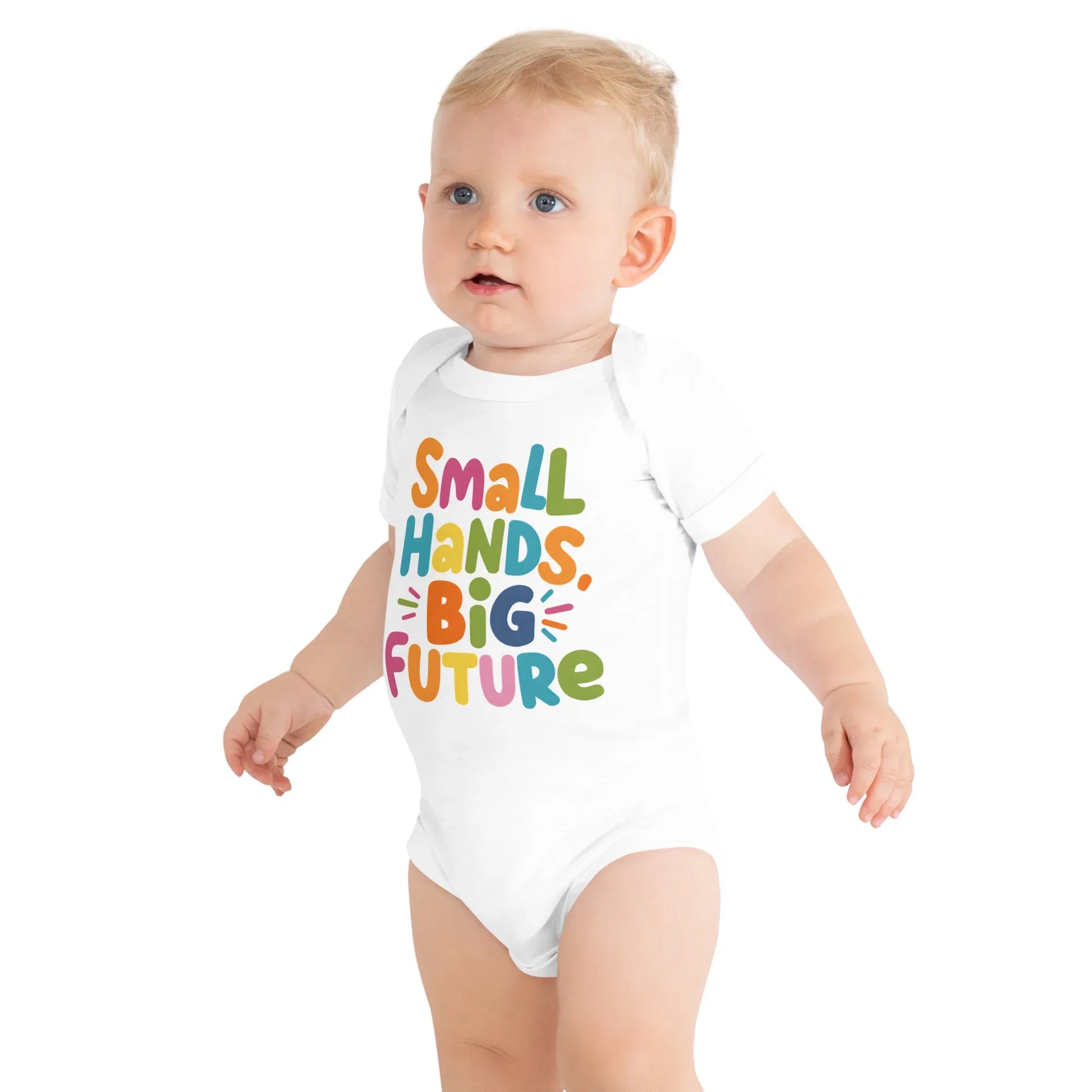 Small Hands Big Future | Baby Short Sleeve One Piece - AwRans Clothing